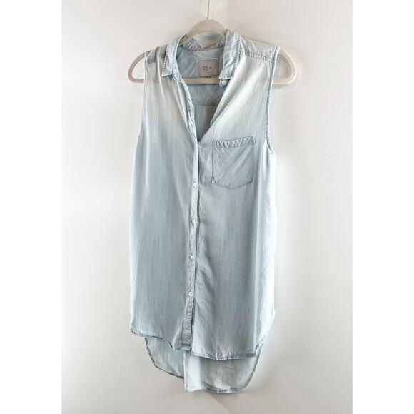 Rails Jaime Sleeveless Tunic Tank Button Up Top Light Vintage Chambray Wash S - Picture 10 of 11